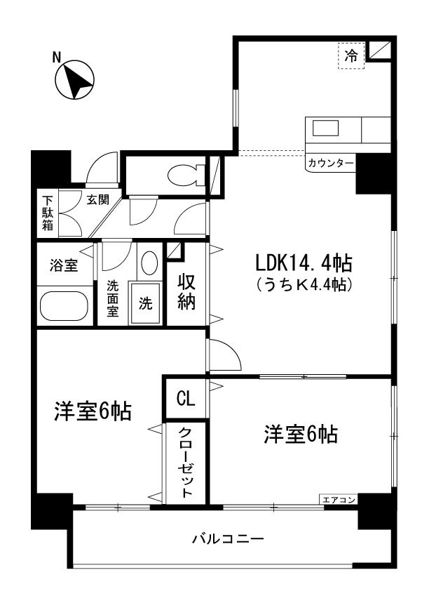 MASA BLDG /マサビルディング(2LDK/9階)の間取り写真