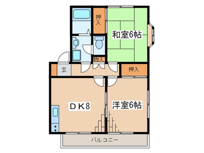 メゾン成瀬(2DK/2階)の間取り写真