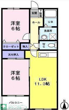 サンモールフジ(2LDK/3階)の間取り写真