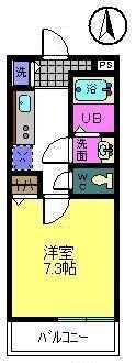フローラ大津池(1K/2階)の間取り写真