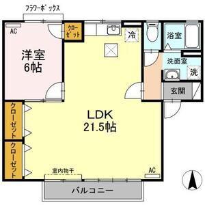 セジュール薬師寺(1LDK/1階)の間取り写真