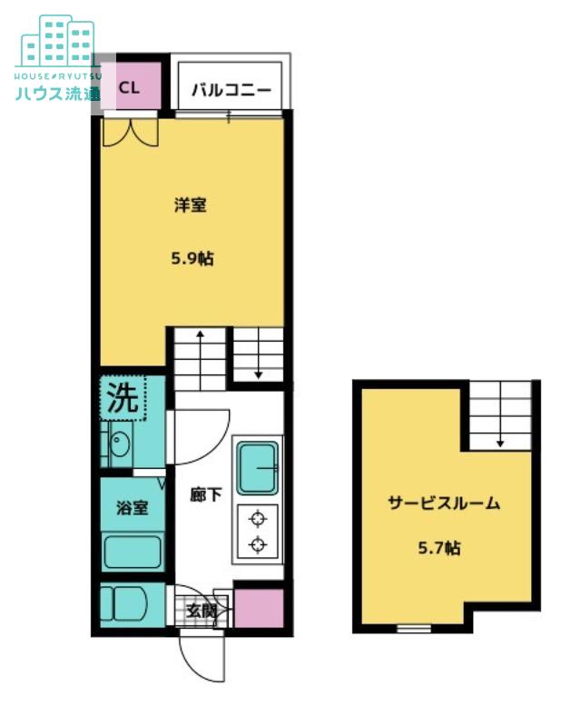 ミライ幸町(1K/1階)の間取り写真