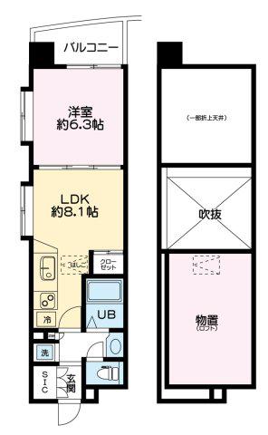 コンソラーレ 同心(1LDK/7階)の間取り写真