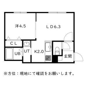 GRAN BACH麻生(1LDK/2階)の間取り写真