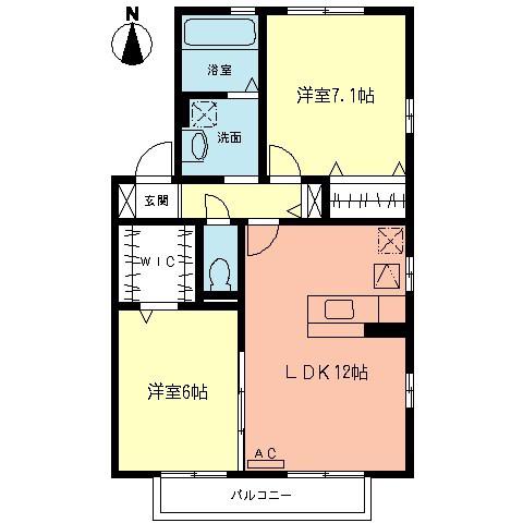 相原ヒルズ うめ(2LDK/1階)の間取り写真