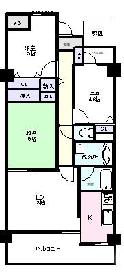 ライオンズマンション筑波学園都市(3LDK/4階)の間取り写真