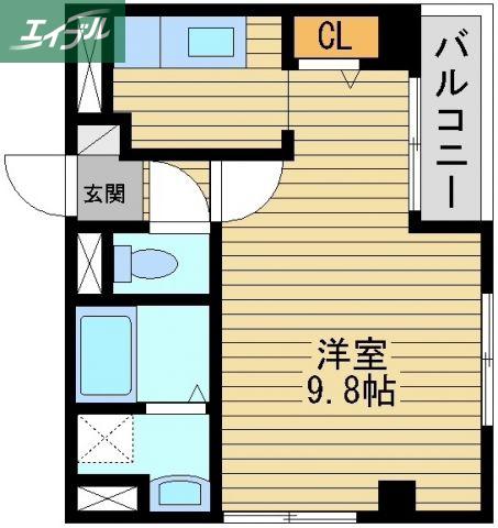 エディフィシオ横内(1K/2階)の間取り写真