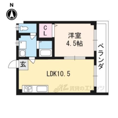 GRUN榊田(1LDK/1階)の間取り写真