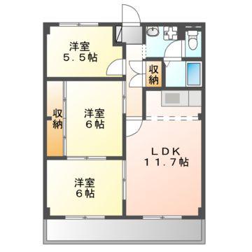 レジデンスサンパーク(3LDK/4階)の間取り写真