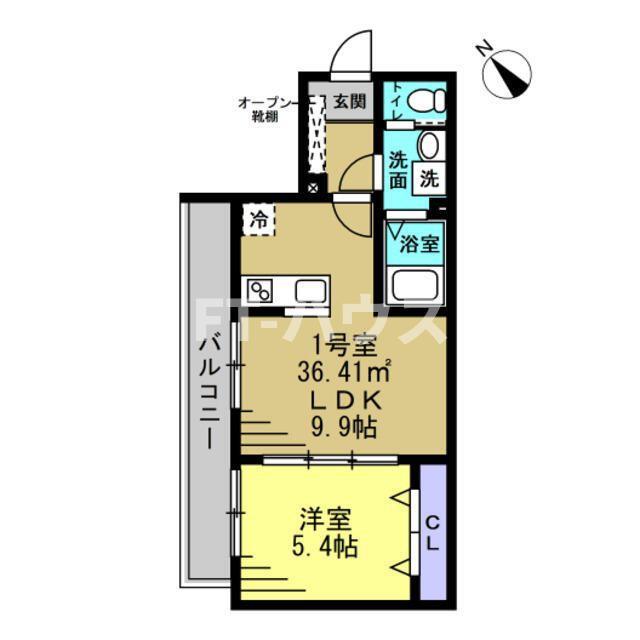 ERIU(1LDK/3階)の間取り写真