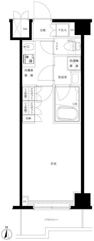 ルーブル川崎中丸子参番館(1K/7階)の間取り写真