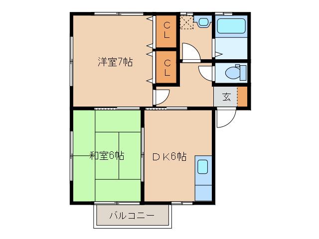 CARINO NANAMI(2DK/2階)の間取り写真