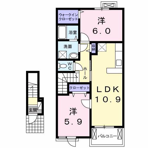 ラフィネ(2LDK/2階)の間取り写真