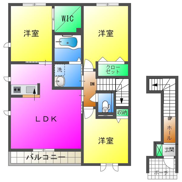 シャーメゾン サンルーチェA棟 (3LDK/2階)の間取り写真