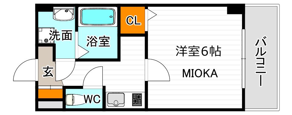 グランパシフィック松虫通(1K/8階)の間取り写真