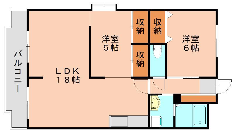 リバーサイド山本(2LDK/2階)の間取り写真