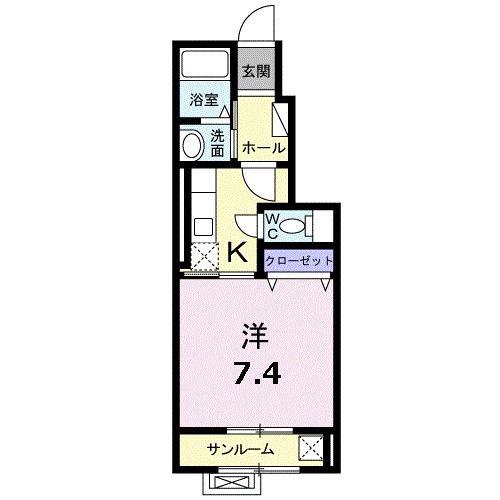 ヴィラ・プロムナード(1K/1階)の間取り写真