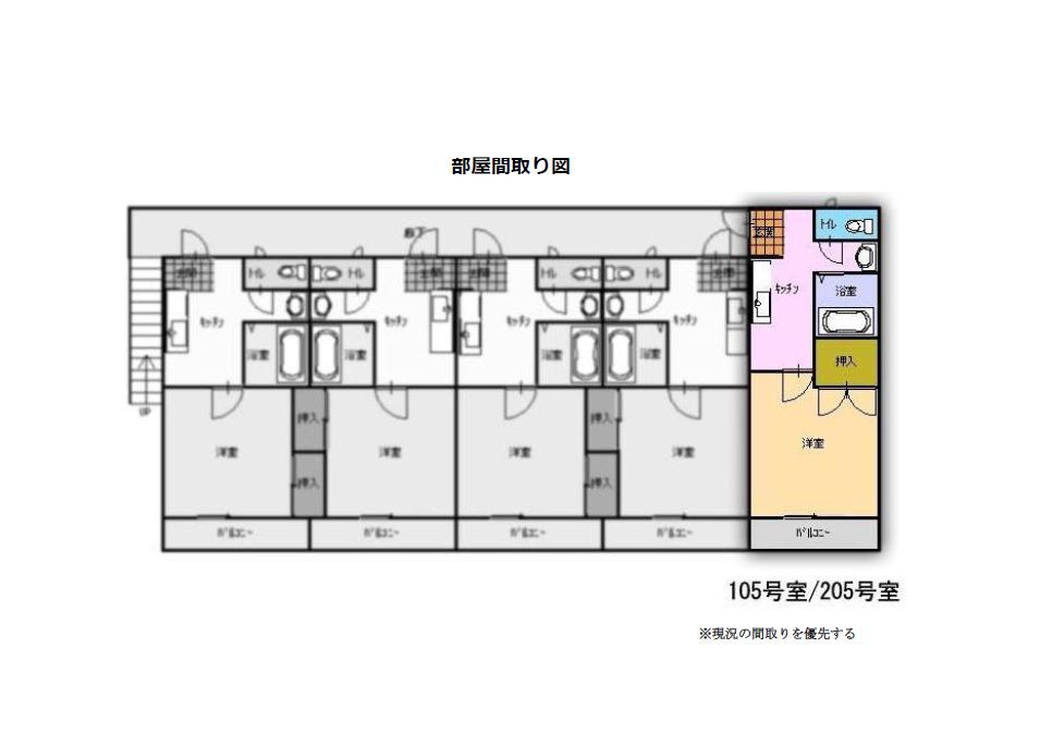 ラポールB(1K/2階)の間取り写真
