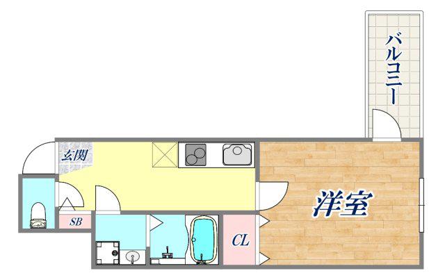 GKレジデンス深江(1K/4階)の間取り写真