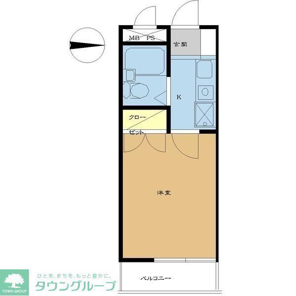 リバティー貝沢(1K/2階)の間取り写真