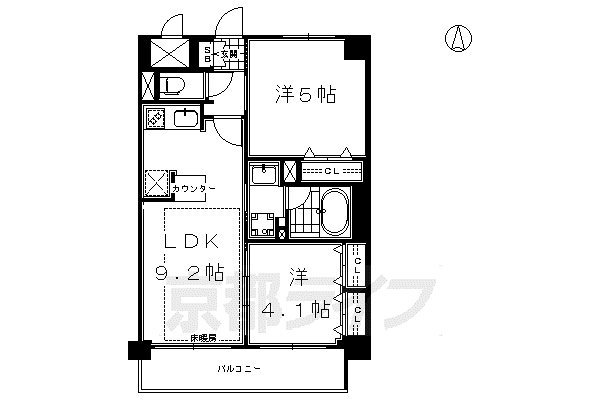 近鉄京都線 東寺駅 徒歩4分 7階建 築14年(2LDK/2階)の間取り写真