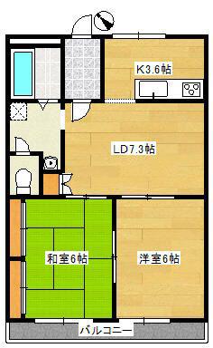 横浜市戸塚区原宿4丁目マンション(2LDK/2階)の間取り写真