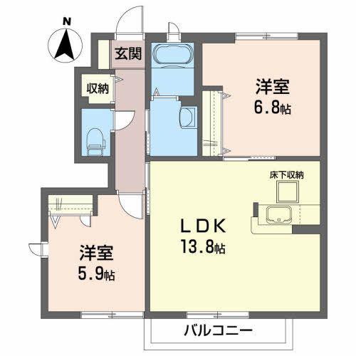 ベルシャンブルIII(2LDK/1階)の間取り写真