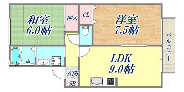 ファミール瑞穂(2LDK/1階)の間取り写真