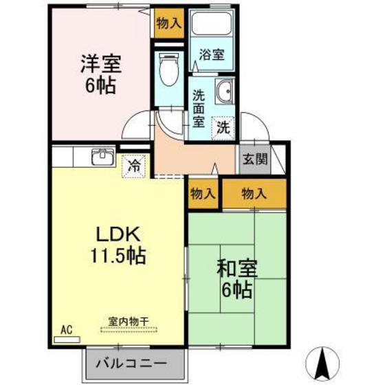 セジュール重本B棟(2LDK/2階)の間取り写真