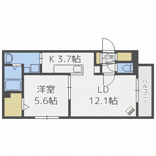 グランメール 西麻生(1LDK/2階)の間取り写真