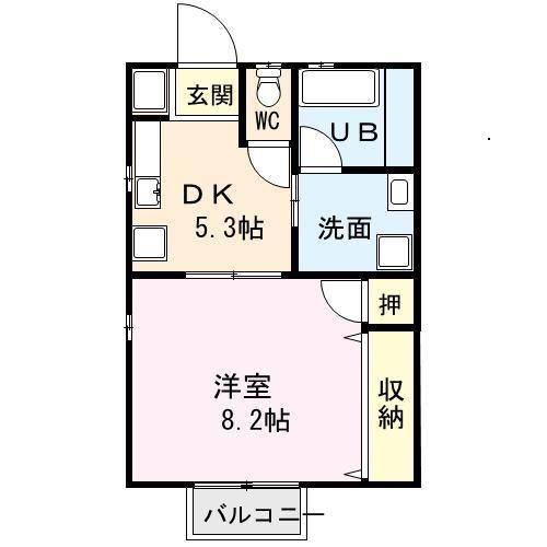 ドルチェ(1DK/2階)の間取り写真
