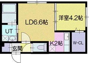 BELLE MAISON GRACE相生(1LDK/2階)の間取り写真