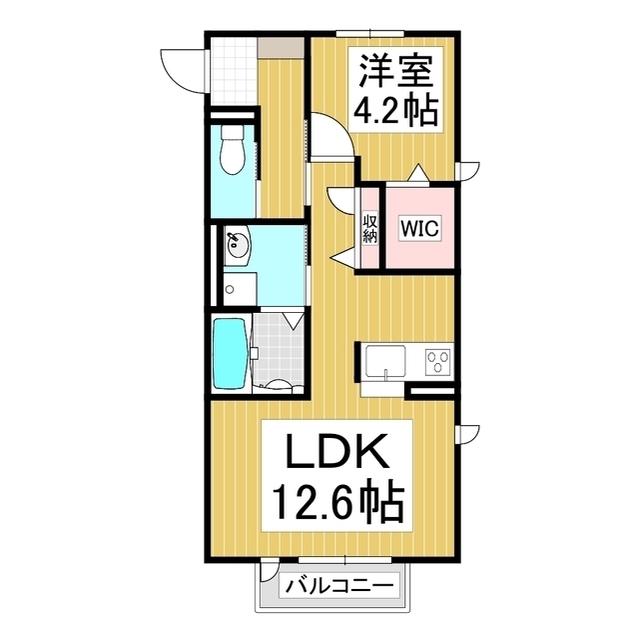 ＪＲ中央線 岡谷駅 徒歩15分 2階建 築3年(1LDK/1階)の間取り写真