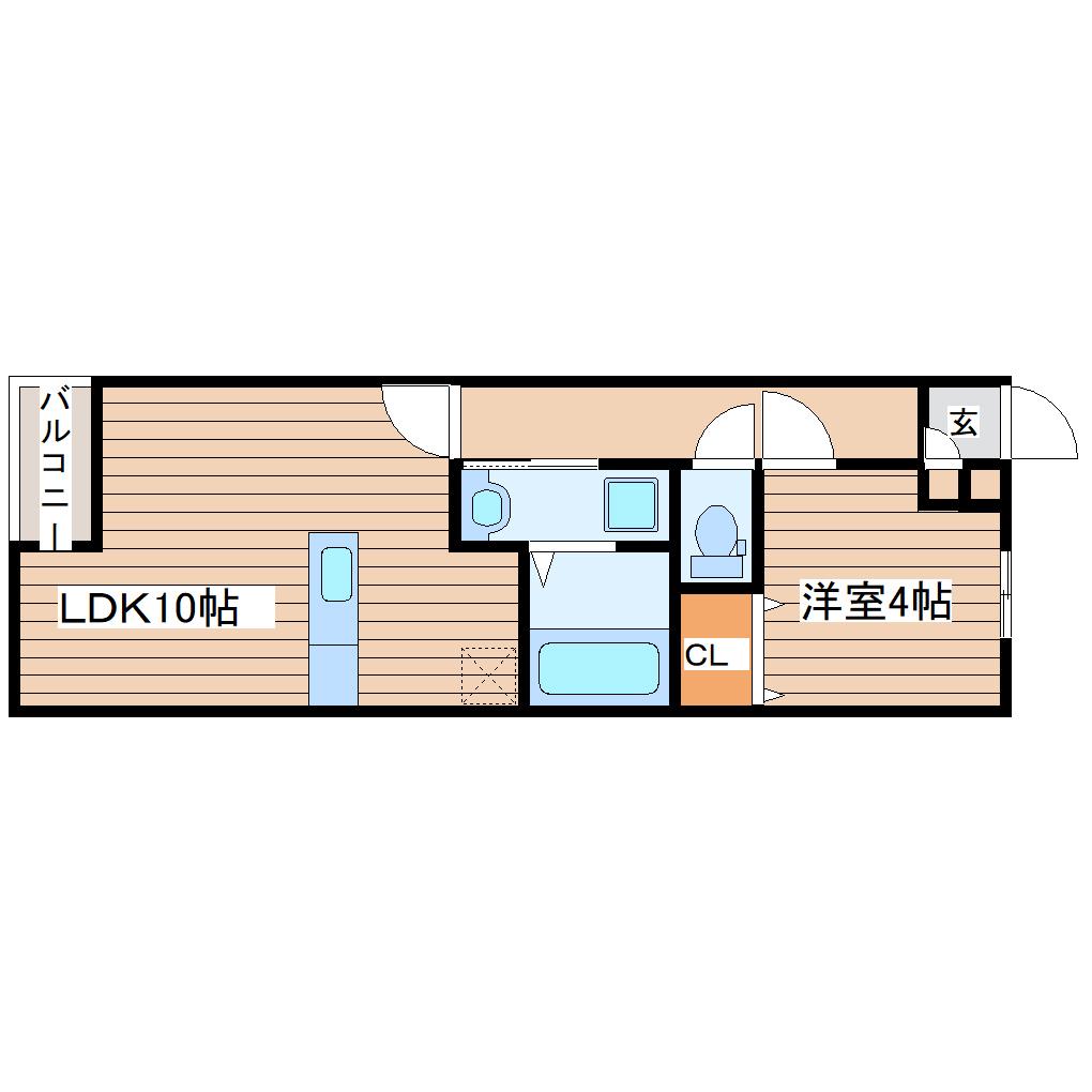LA CORTE 西多賀(1LDK/2階)の間取り写真