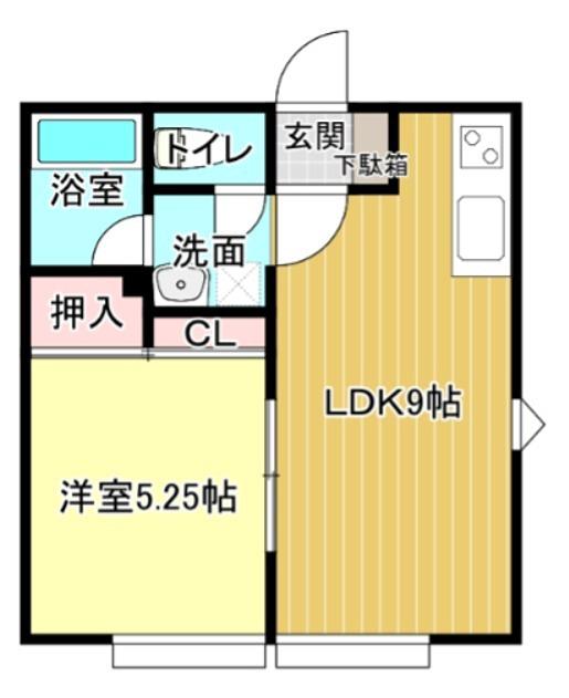 国際レジデンス(1LDK/2階)の間取り写真
