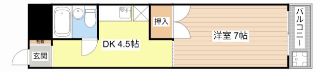 ハイツケイワイ(1DK/2階)の間取り写真
