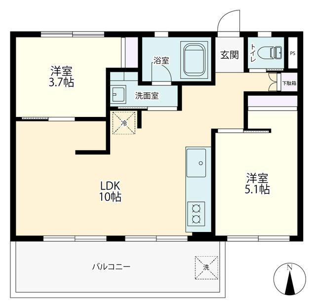 汐見台第31410棟(2LDK/4階)の間取り写真
