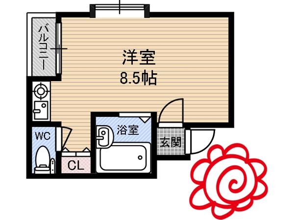放出ロイヤルハイツ(ワンルーム/3階)の間取り写真