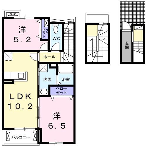 アイランド・ヒルズ下妻(2LDK/3階)の間取り写真