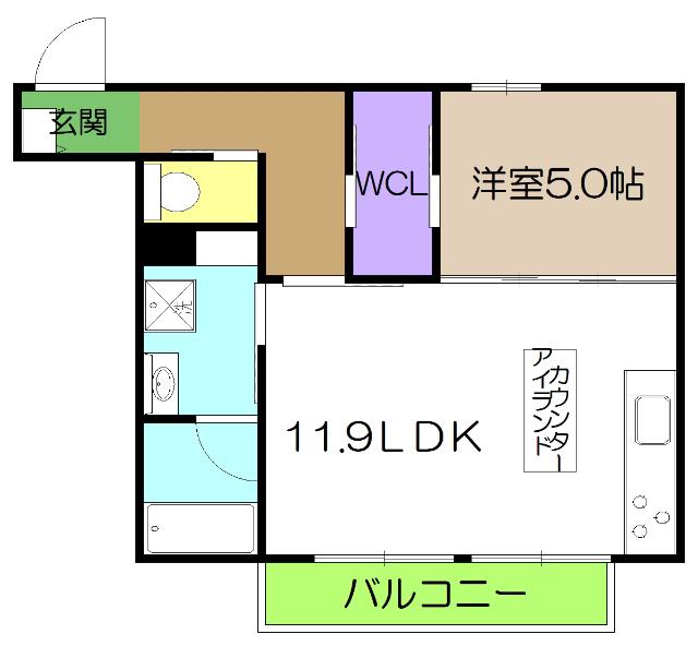 シャーメゾン 神田ガーデン(1LDK/2階)の間取り写真