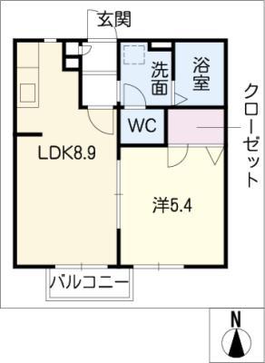 プランドール小浜(1LDK/2階)の間取り写真