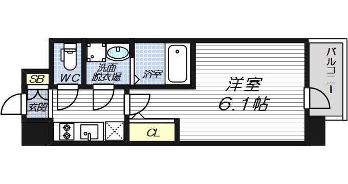 ファステート大阪ヒョードル(1K/9階)の間取り写真