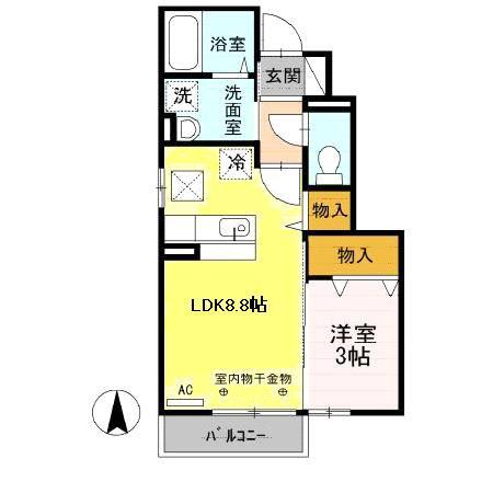 セジュールリュンヌ(1LDK/1階)の間取り写真
