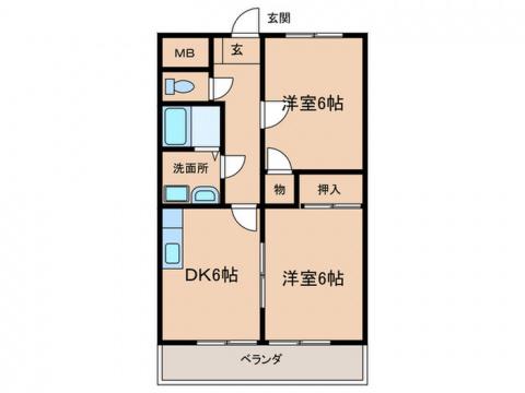 ボヌールM(2DK/1階)の間取り写真