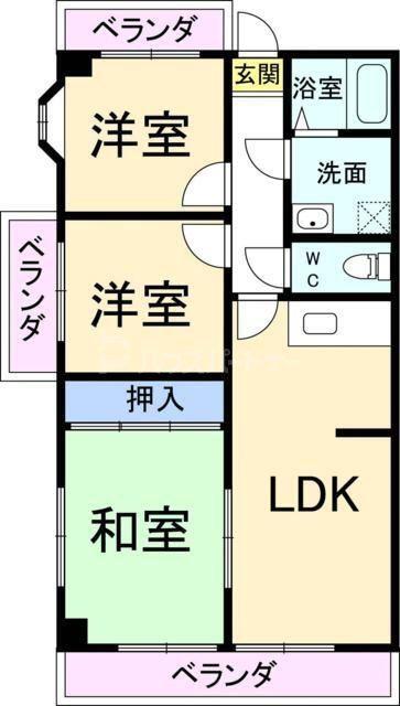 フジハイツ平和台(3LDK/5階)の間取り写真