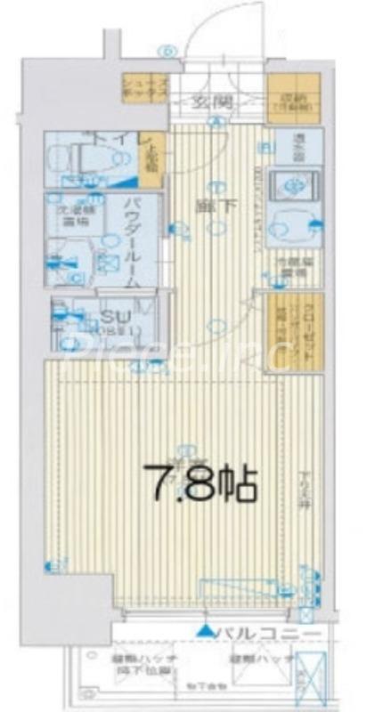 アスヴェル大阪城ウエスト2(1K/13階)の間取り写真