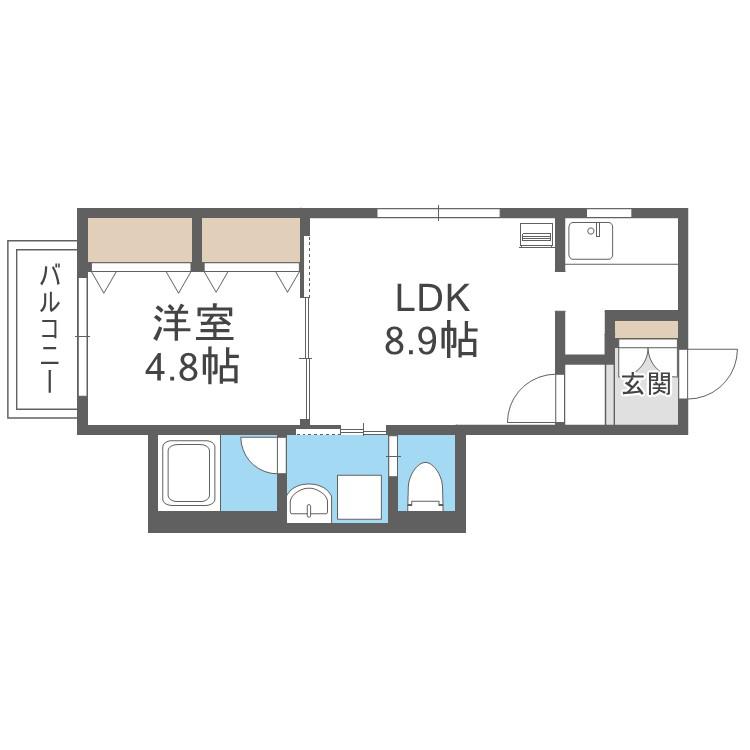 プライムスクエア琴似(1LDK/4階)の間取り写真