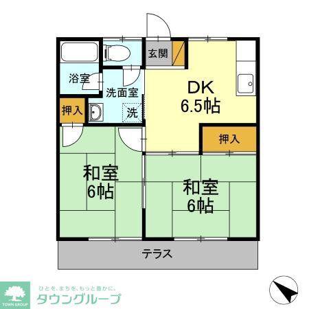 第5早川ハウス(2DK/1階)の間取り写真