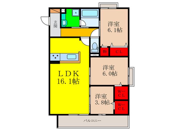 パークサイドファーム(3LDK/3階)の間取り写真