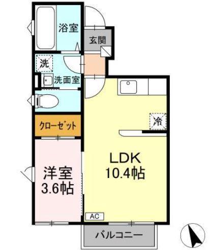 ESCAZA(1LDK/1階)の間取り写真